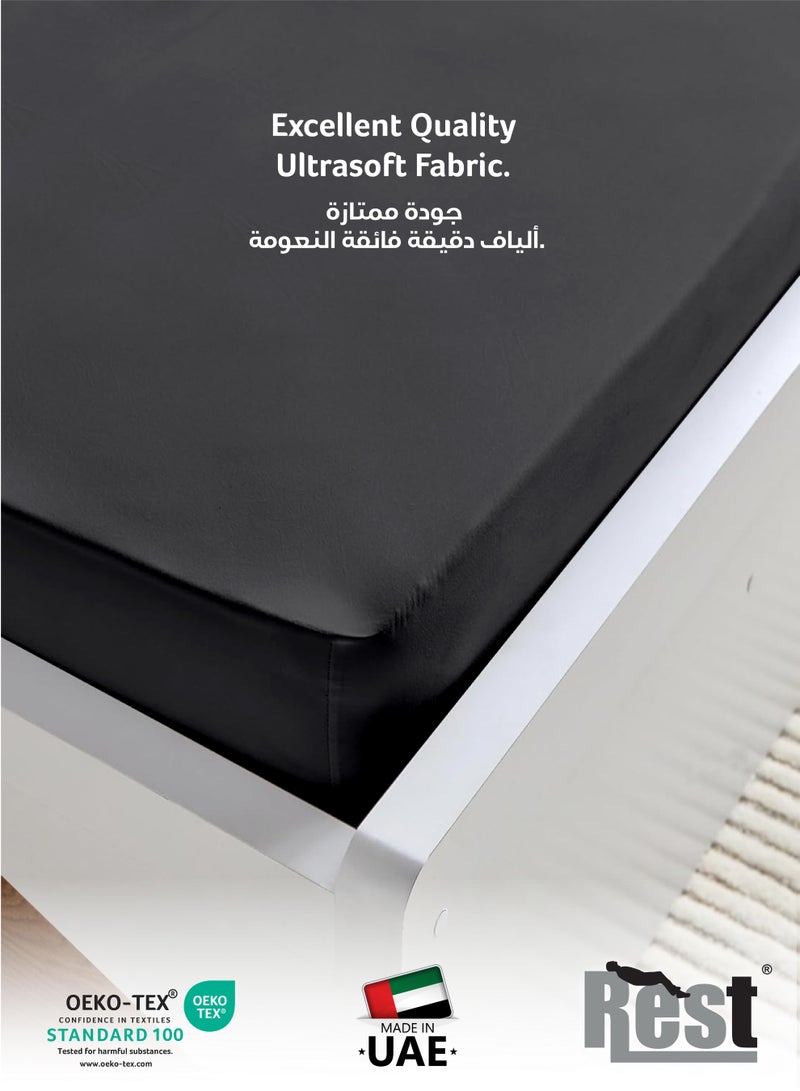 ريست REST Fitted Bedsheet 180x200+30cm Breathable Plush Silver Fabric with Deep Pockets Machine Washable for Optimal Protection - Image 2